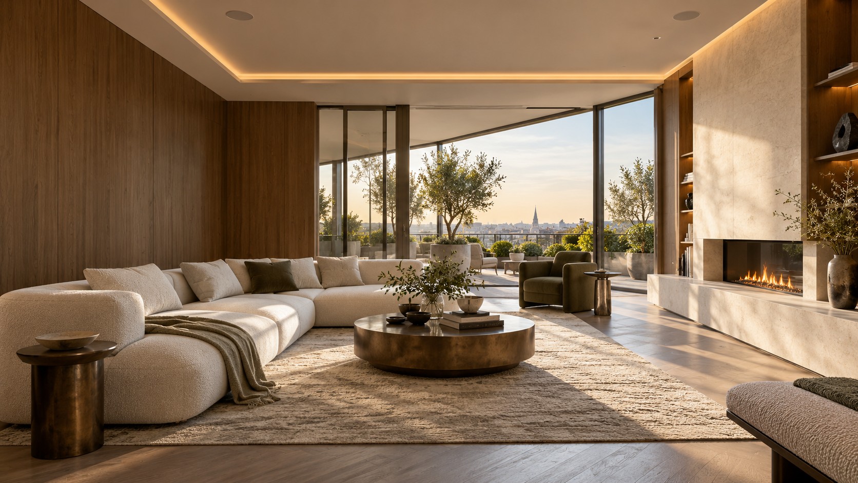 Contemporary living room with discreet integrated technology